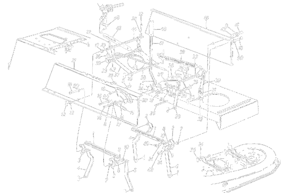Deck Lift &hanger Diagram and Parts List for 136L660F000 1996 Yard Machines Lawn Tractor